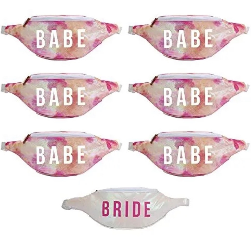 Bachelorette Party Fanny Pack Set “Bride” Fanny Pack and 8 Babe Fanny Packs